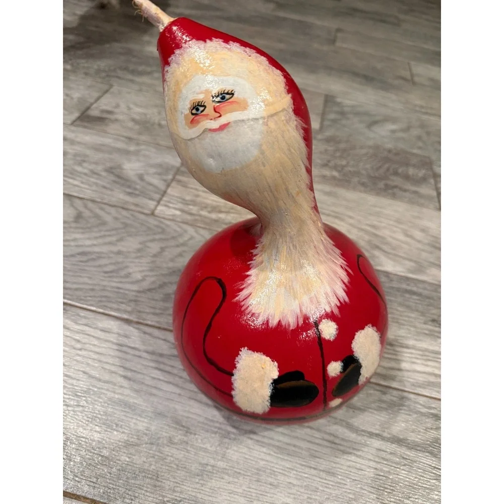 Santa Claus Gourd Hand Painted Artisan Folk Art Christmas‎ Handmade 11